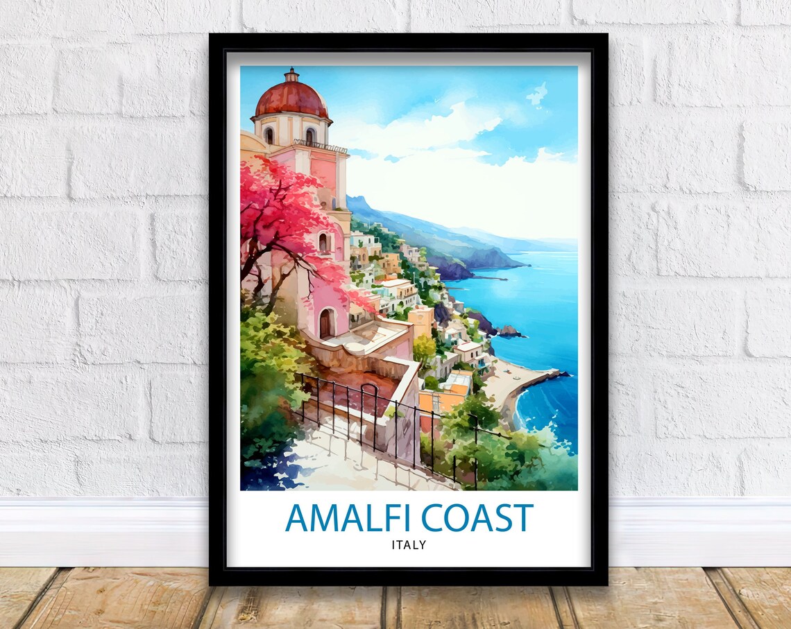 Amalfi Coast Italy Travel Poster, Europe Wall Decor