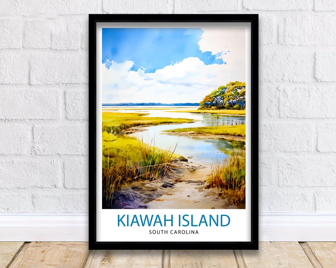 Kiawah Island South Carolina Marsh Creek Watercolor Travel Poster