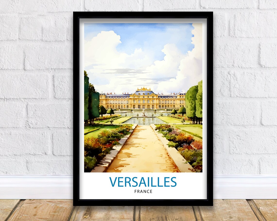 Versailles France Palace Gardens Grand Canal Watercolor Travel Poster