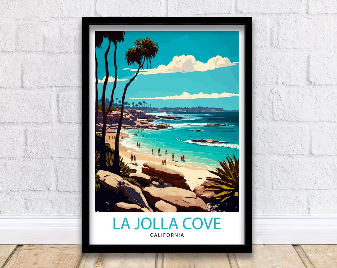 La Jolla Cove Travel Print La Jolla Cove Wall Art La Jolla Cove Decor La Jolla Cove Illustration La Jolla Cove Travel Poster California