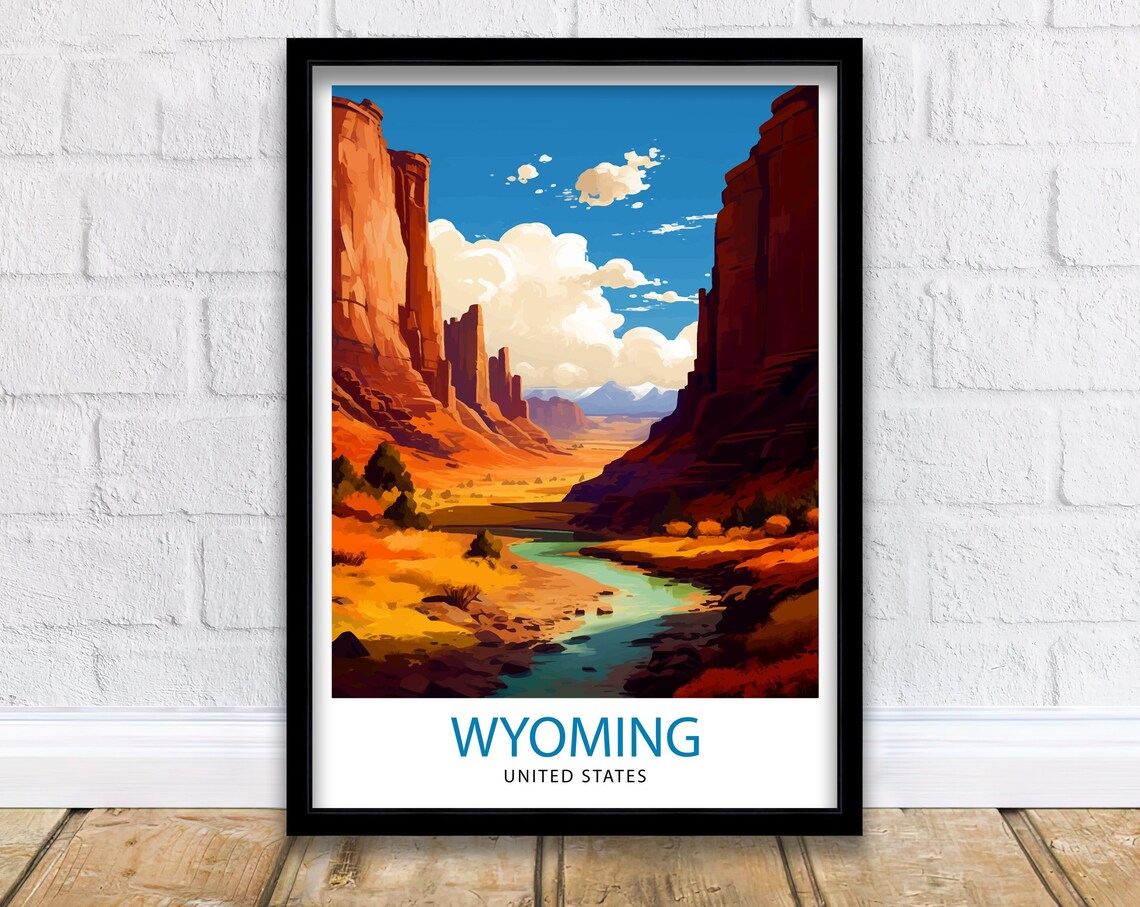 Wyoming Red Rock Canyon River Valley Southwest Travel Poster