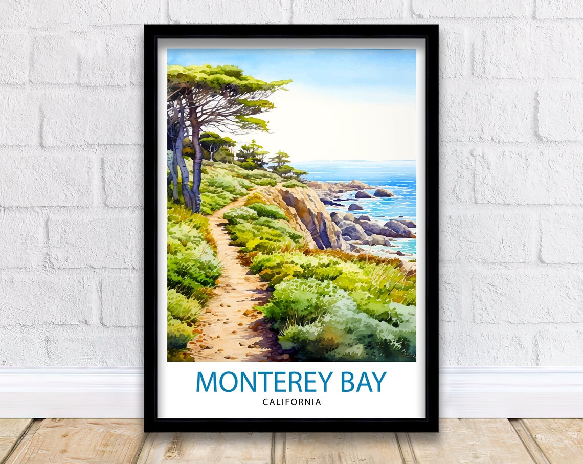 Monterey Bay California Travel Poster, Wall Decor