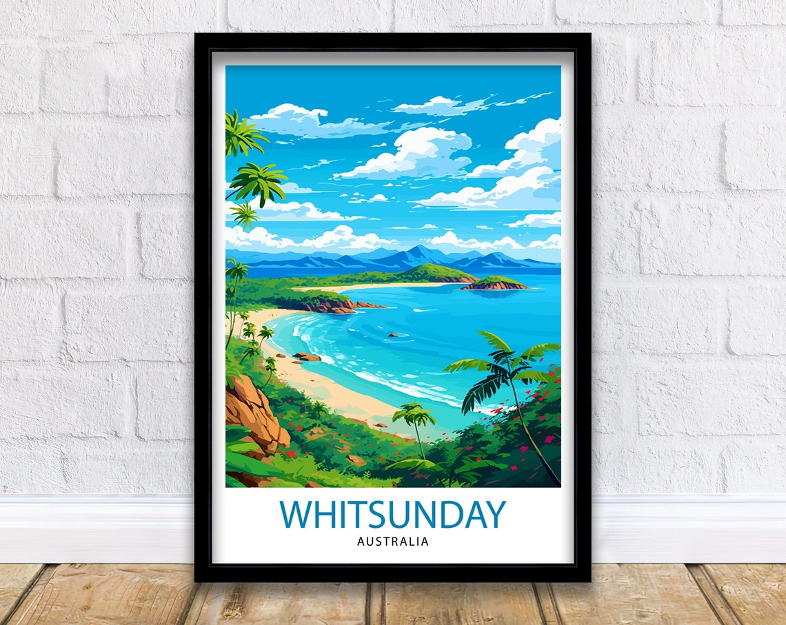 Whitsunday Australia Tropical Beach Bay Palms Islands Scenic Poster