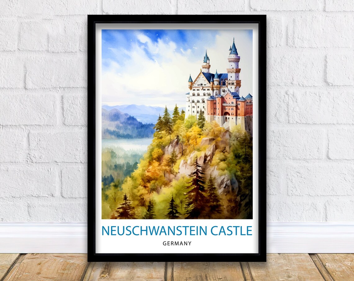 Neuschwanstein Castle Travel Poster, Bavaria Germany
