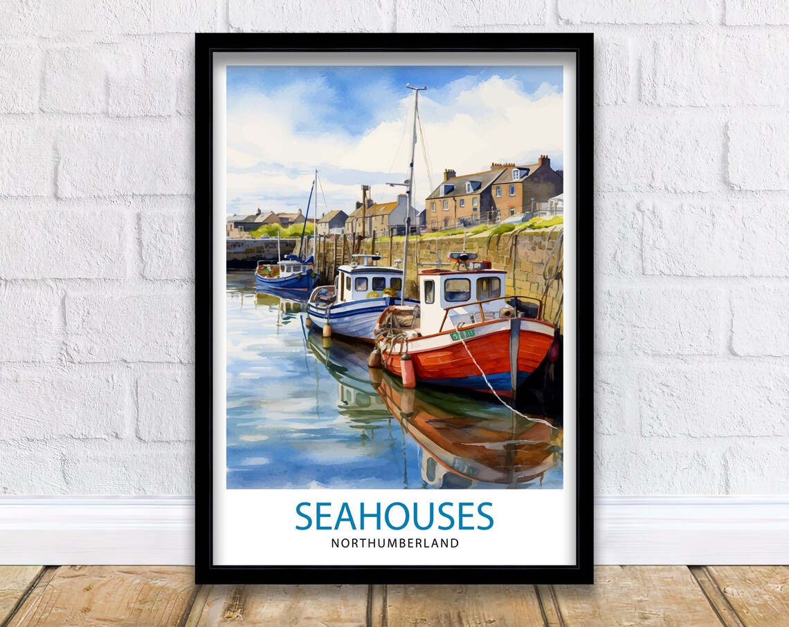 Seahouses Northumberland Travel Print Northumberland Wall Decor Seahouses Poster Coastal Travel Prints Northumberland Art Print