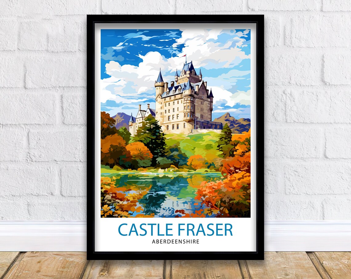 Castle Fraser Aberdeenshire Travel Poster, Landmark Art