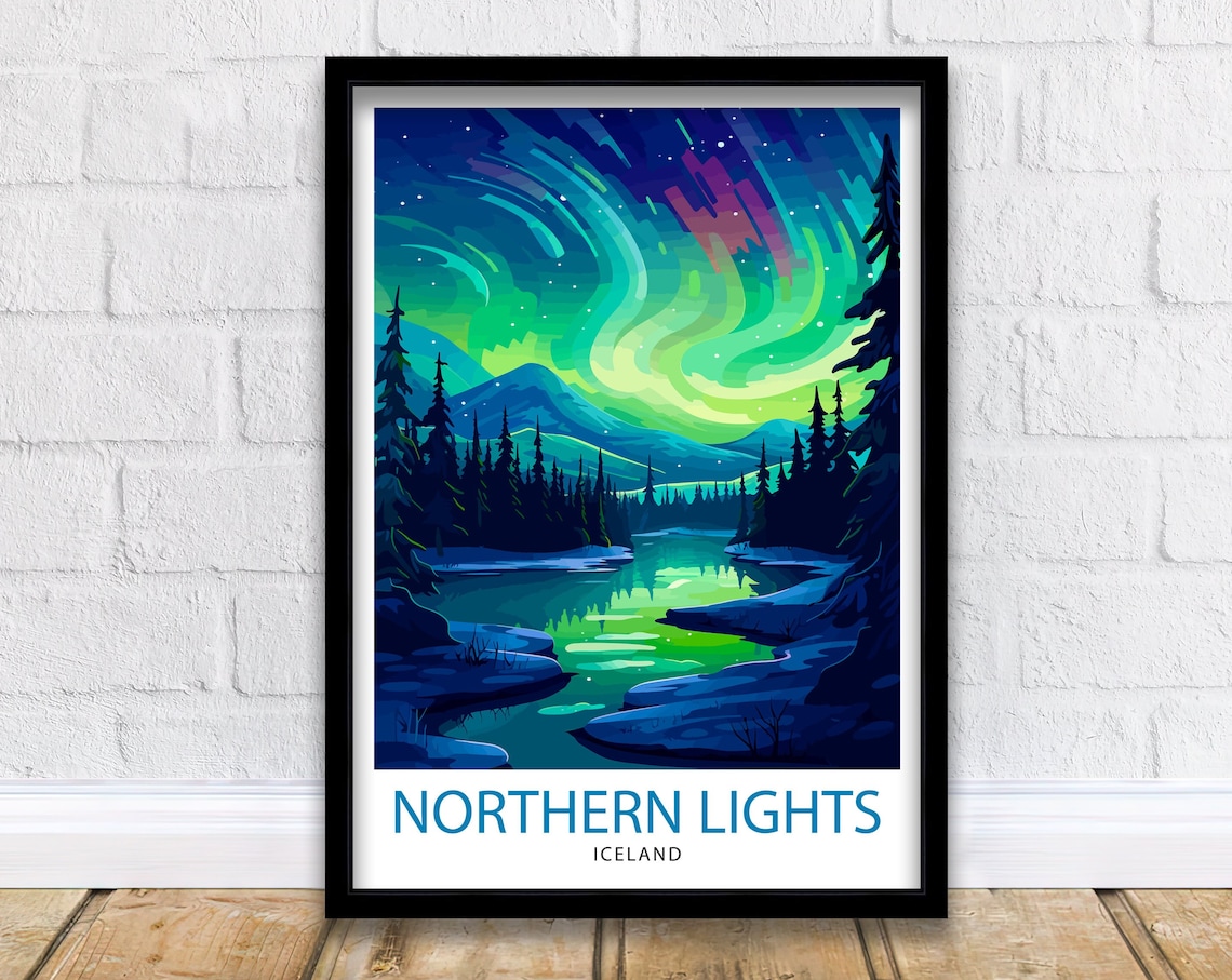 Northern Lights Aurora Borealis Travel Poster