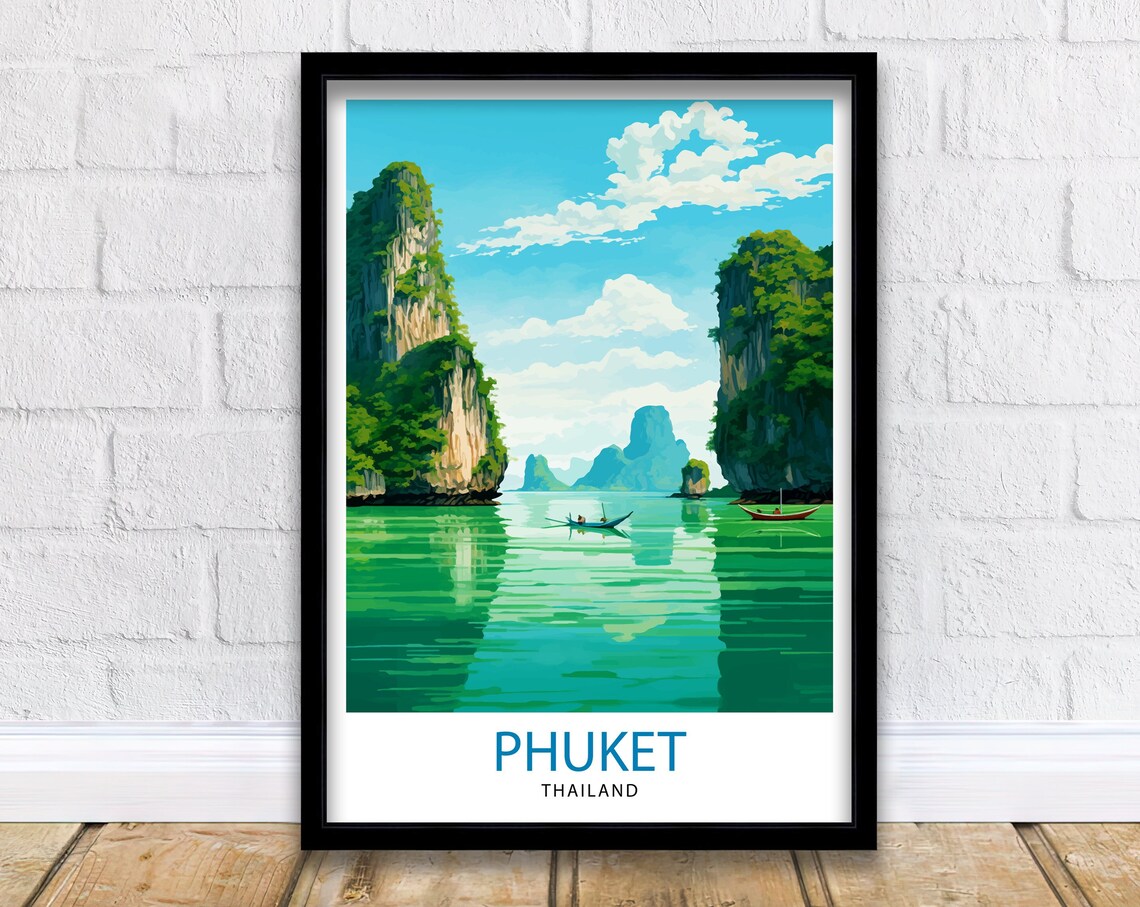 Phuket Thailand Travel Poster, Tropical Paradise