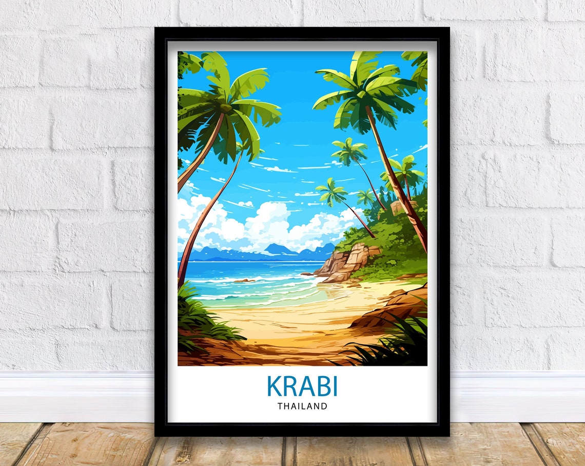 Krabi Thailand Travel Print Krabi Wall Decor Krabi Poster Thailand Travel Prints Krabi Art Print Krabi Illustration Krabi Wall Art Thailand