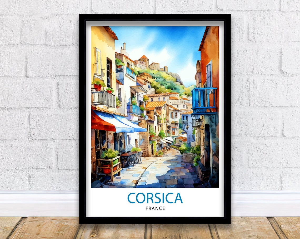 Corsica France Travel Print Corsica Wall Decor Corsica Poster France Travel Prints Corsica Art Print Corsica Illustration Corsica Wall Art