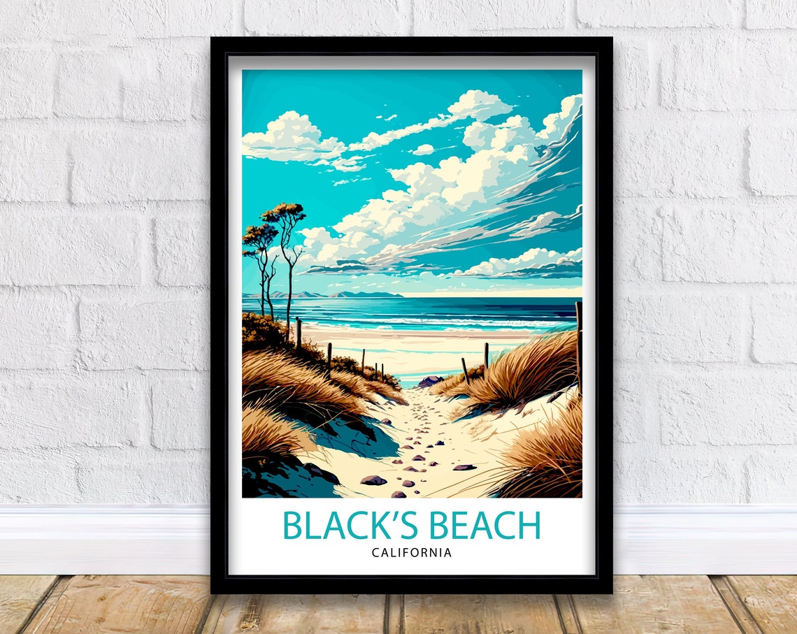 Blacks Beach California Sandy Dune Trail Vintage Travel Poster