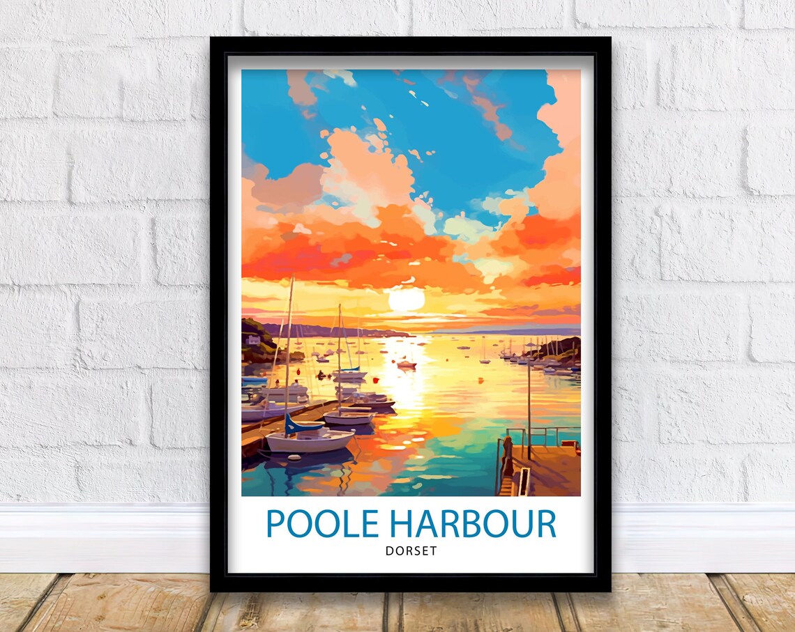 Poole Harbour Dorset Travel Poster, Wall Decor