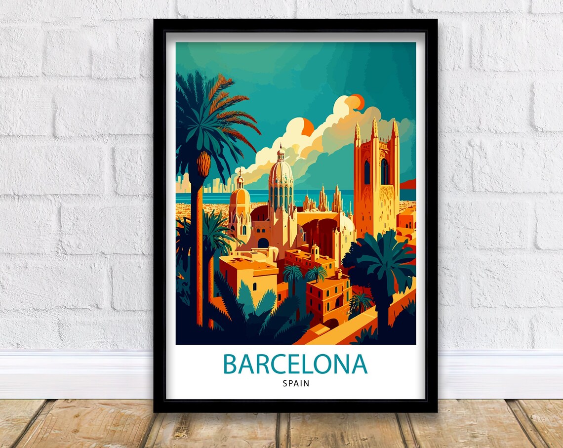 Barcelona Spain Illustration Travel Poster