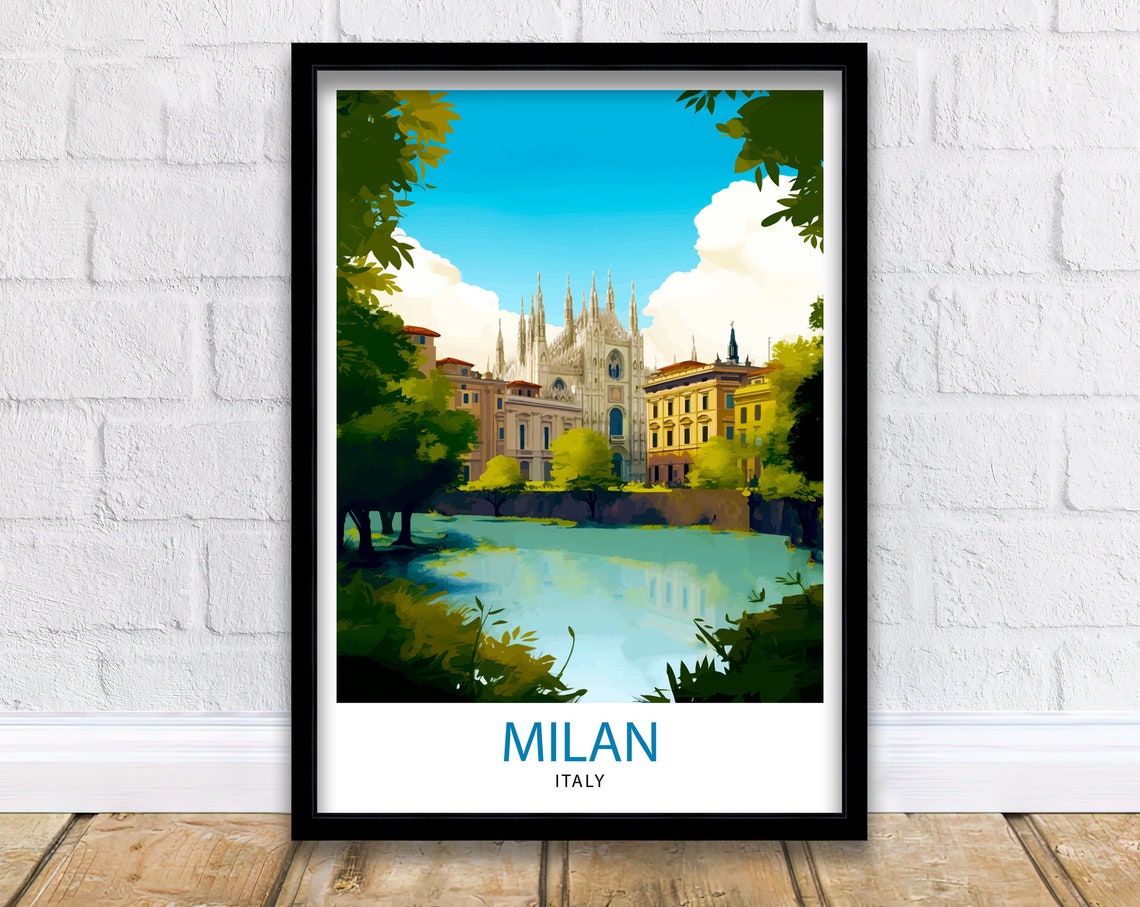 Milan Italy Travel Print Milan Wall Decor Milan Poster Italy Travel Prints Milan Art Print Milan Illustration Milan Wall Art Italy Print