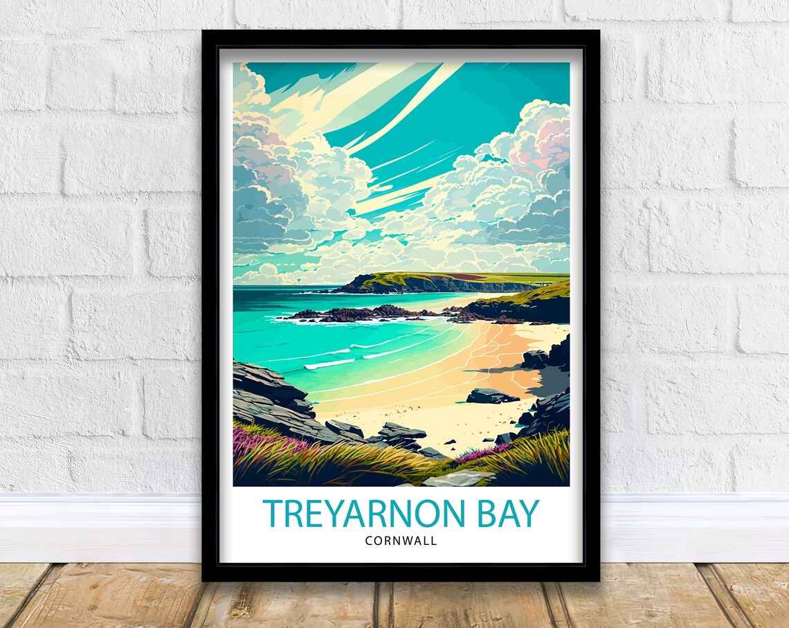 Treyarnon Bay Travel Poster, Cornwall Wall Art