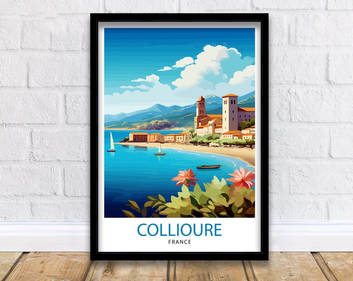 Collioure France Travel Print Collioure Wall Decor Collioure Poster French Riviera Travel Prints Collioure Art Print Collioure Illustration