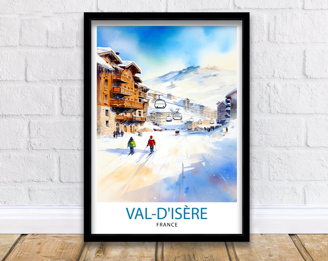 Val Disre France Travel Poster, Ski Destination Art