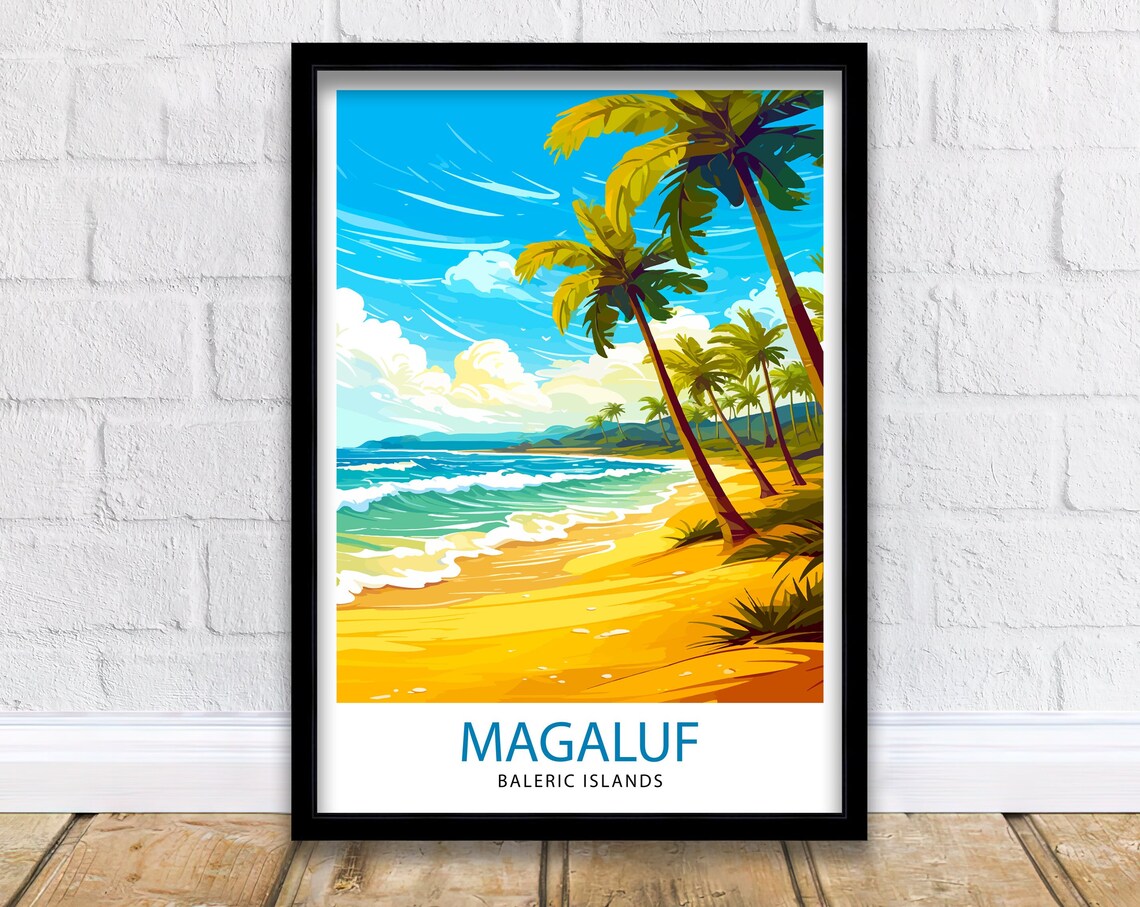 Magaluf Balearic Islands Travel Poster, Spain