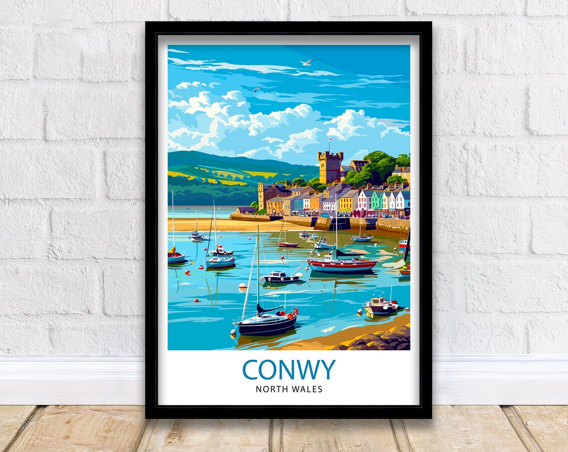 Conwy Castle Travel Poster, Wales Travel Decor