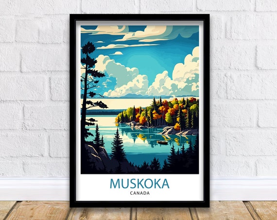Muskoka Canada Travel Poster, Cottage Decor