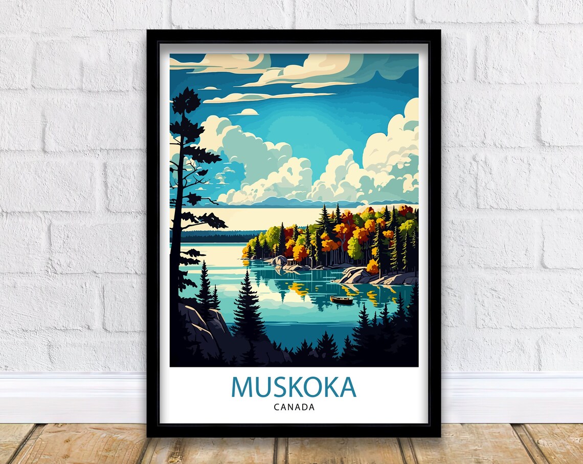 Muskoka Canada Travel Poster, Cottage Decor