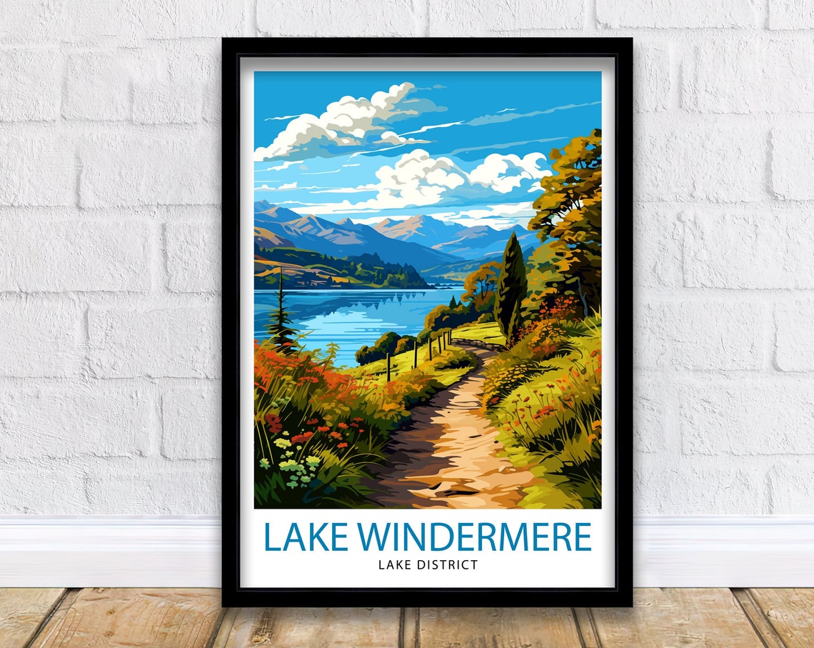 Lake Windermere Lake District Summer Lakeside Path Flowers Poster