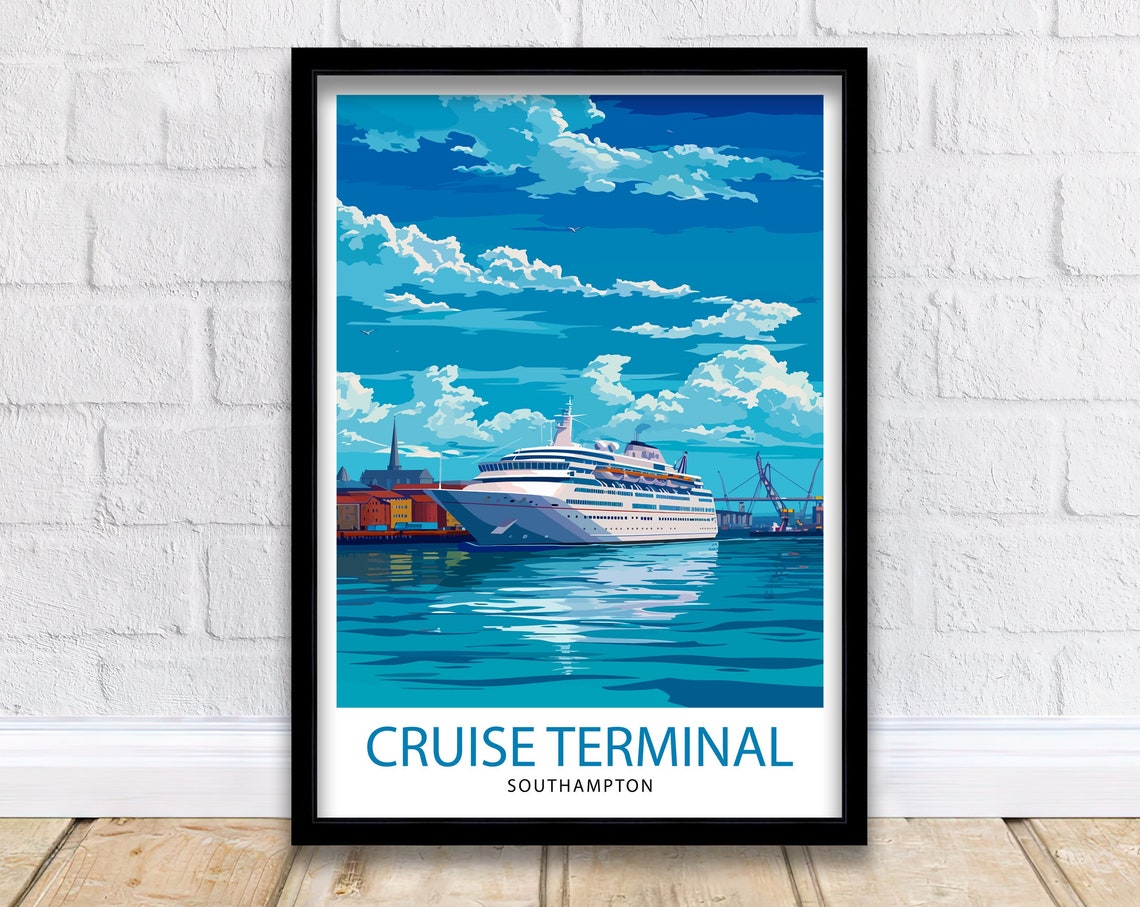 Southampton England Cruise Terminal Ship Harbor Travel Poster