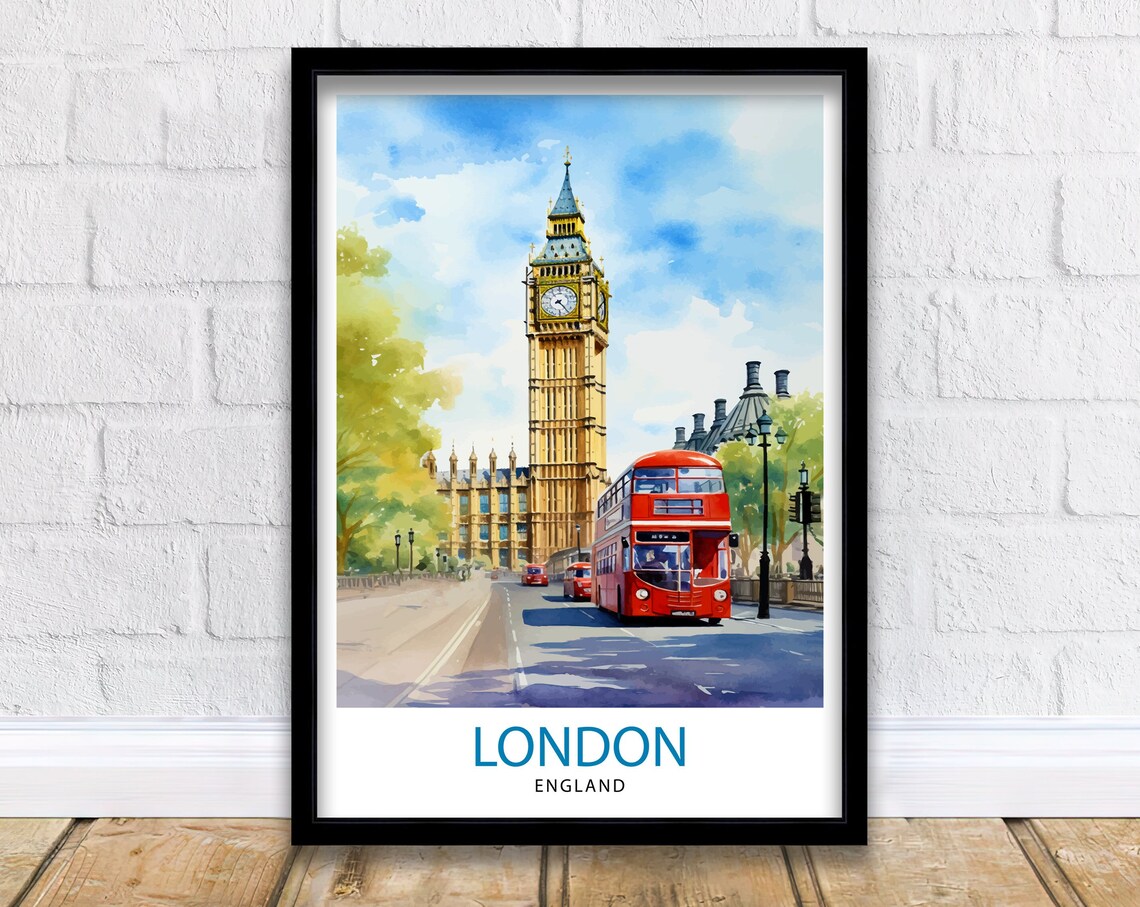 London Travel Poster, UK Home Decor Art Print