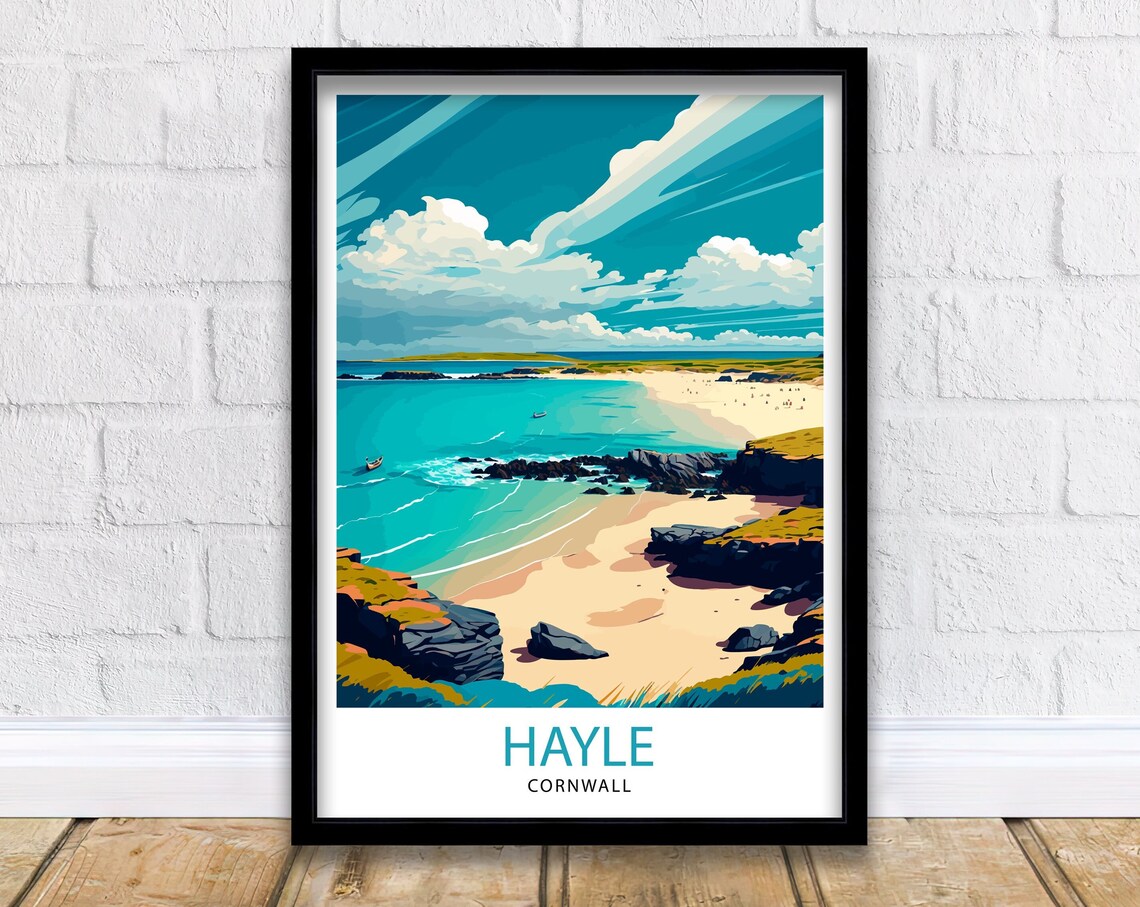 Hayle Cornwall Travel Poster, Cornwall Home Decor