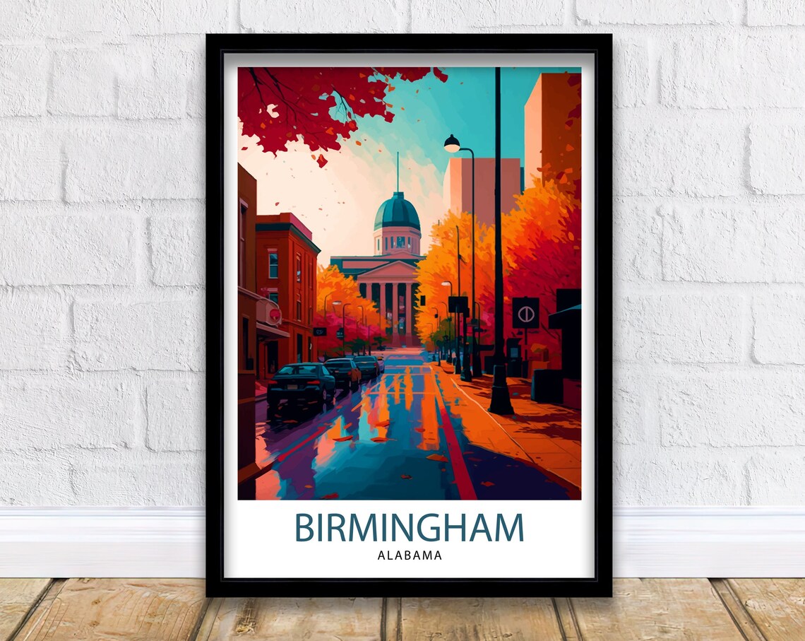 Birmingham Alabama Travel Poster, Cityscape Art Print