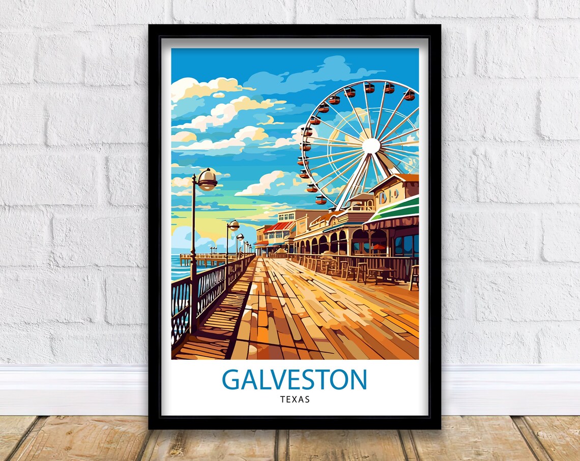 Galveston Texas Travel Poster, USA Travel Decor