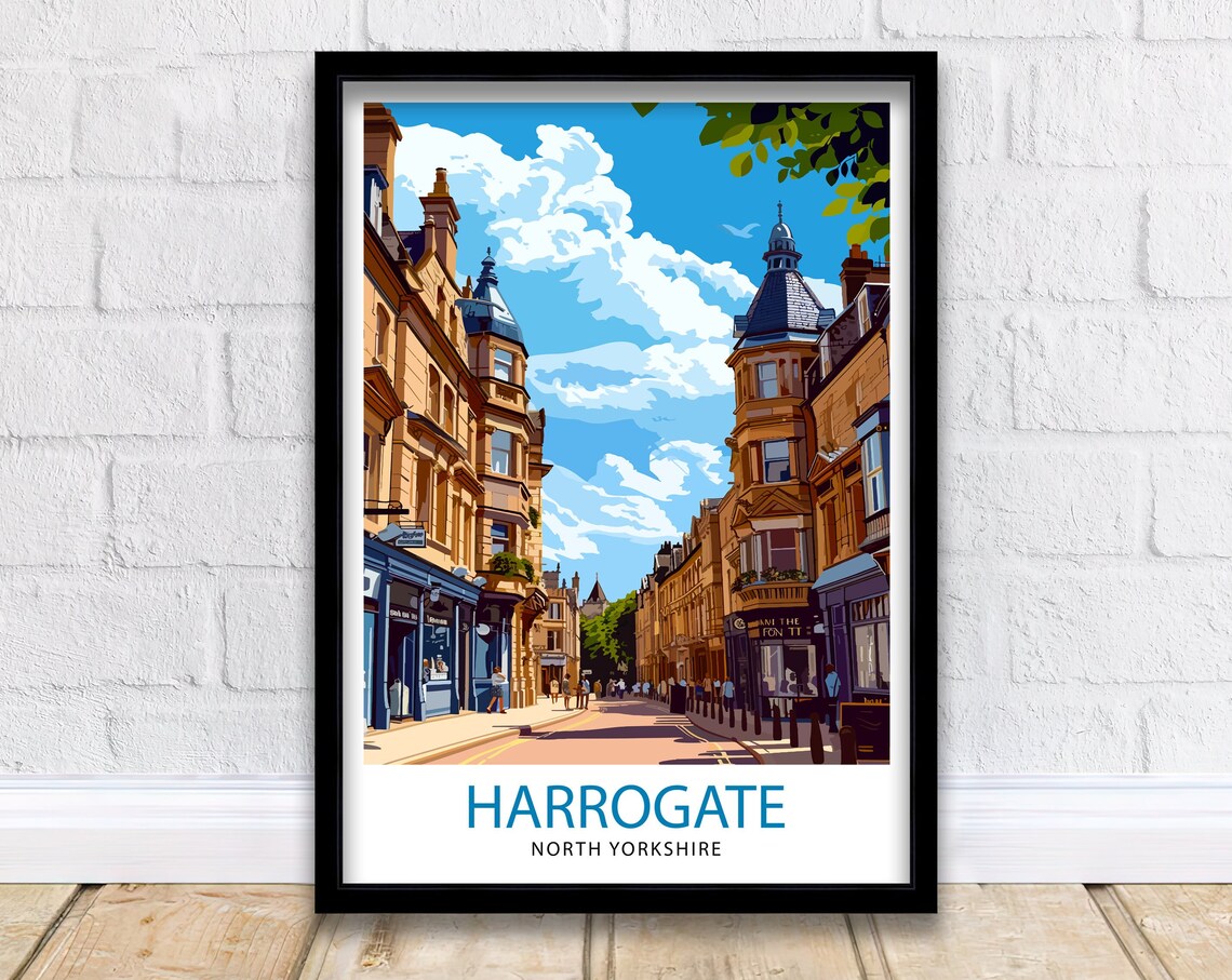 Harrogate North Yorkshire Victorian High Street Travel Poster