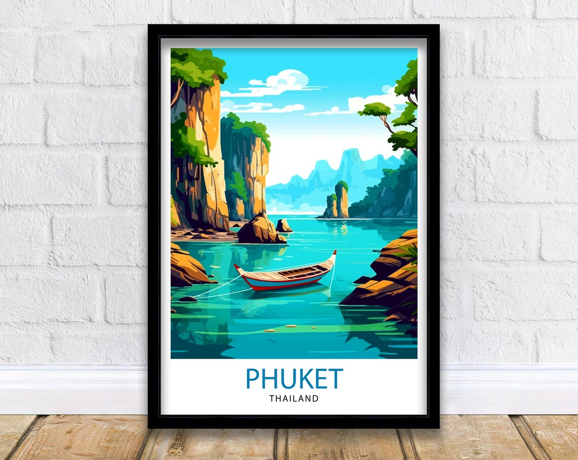 Phuket Thailand Travel Poster, Tropical Paradise Decor