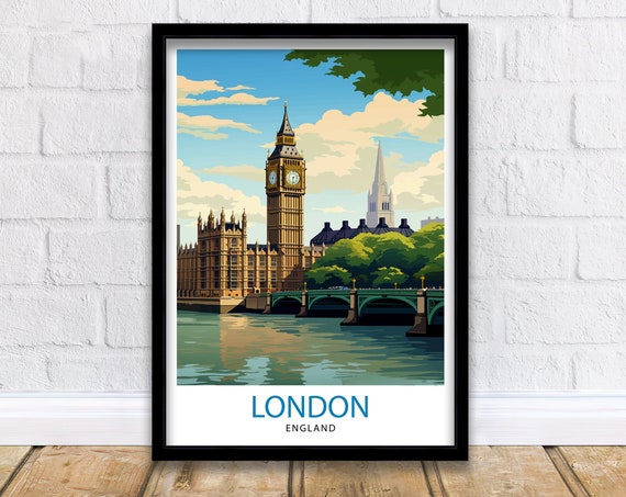 London Travel Poster, UK Home Decor Print
