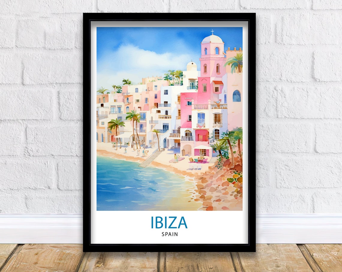Ibiza Travel Print Ibiza Wall Art Ibiza Home Decor Ibiza Illustration Travel Poster Gift For Ibiza Lovers Spain Travel Print