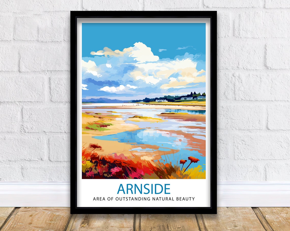 Arnside AONB Vibrant Estuary Sunset Wildflower Artwork Poster