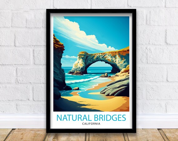 Natural Bridges California Travel Poster, Coastal Wall Art