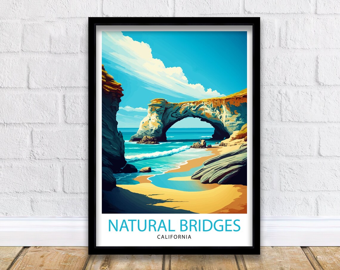 Natural Bridges California Travel Poster, Coastal Wall Art