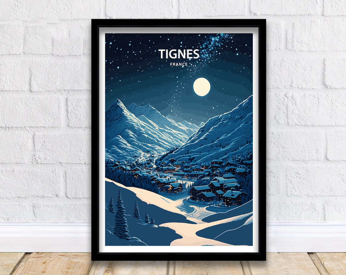 Tignes Travel Print France, French Alps Ski Poster