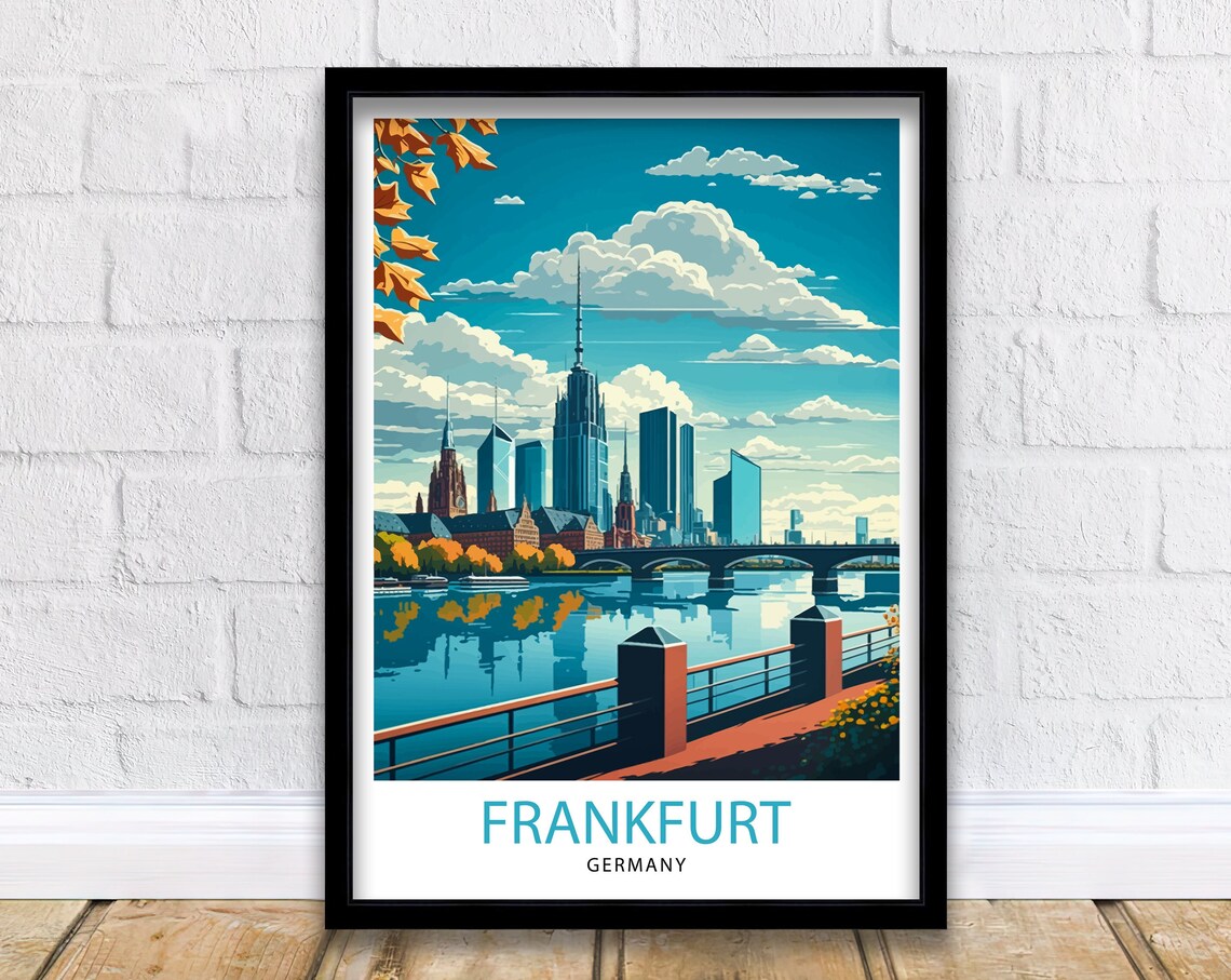 Frankfurt Germany Travel Poster, Home Living Decor