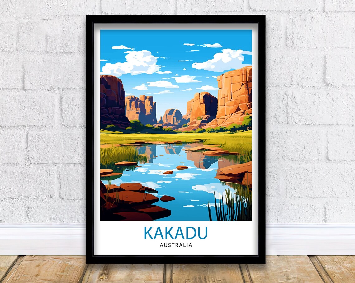 Kakadu Australia Red Rock Escarpments Wetland Reflection Art Poster