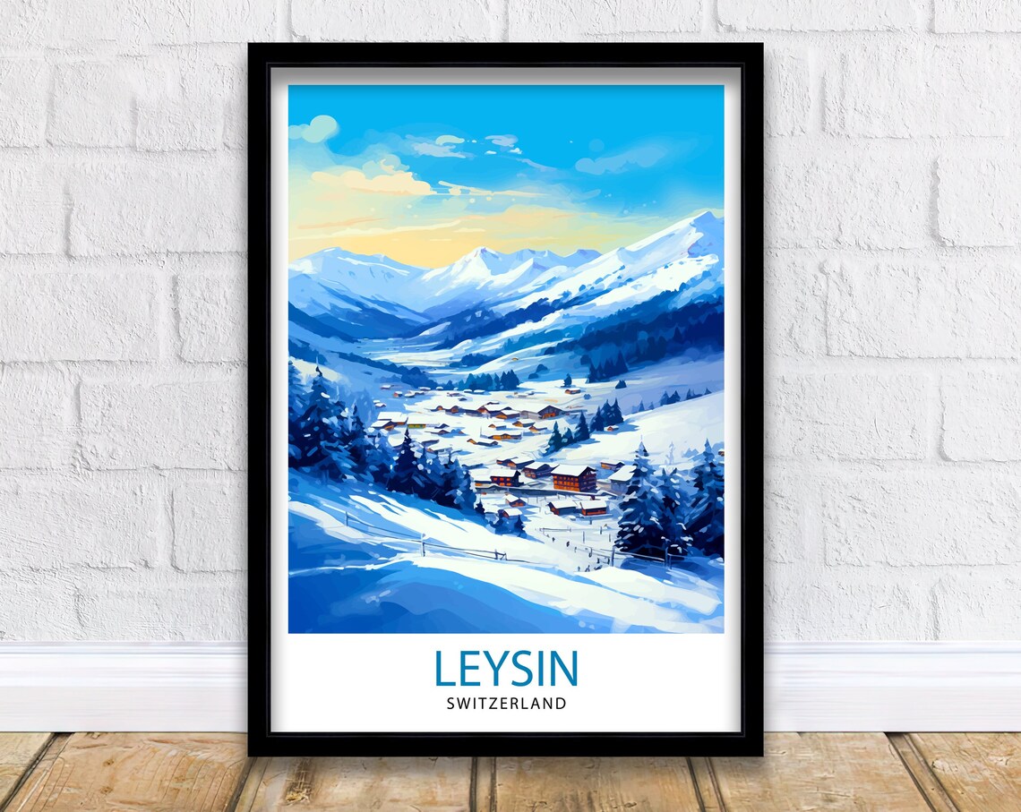Leysin Switzerland Travel Poster, Wall Decor
