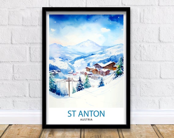 St Anton Austria Print St Anton Decor St Anton Poster St Anton Art St Anton Wall Art Gift For Ski Aficionados St Anton Home Decor