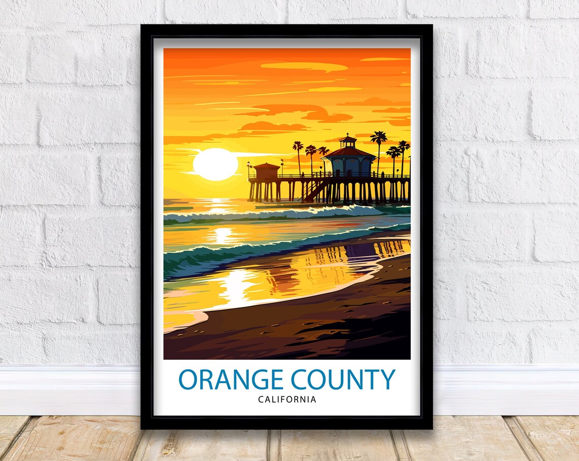 Orange County California Travel Poster, OC Wall Decor