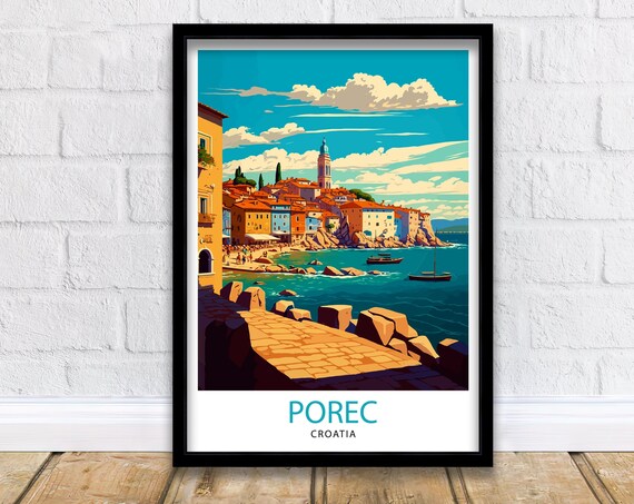 Porec Croatia Travel Poster, European Wall Decor
