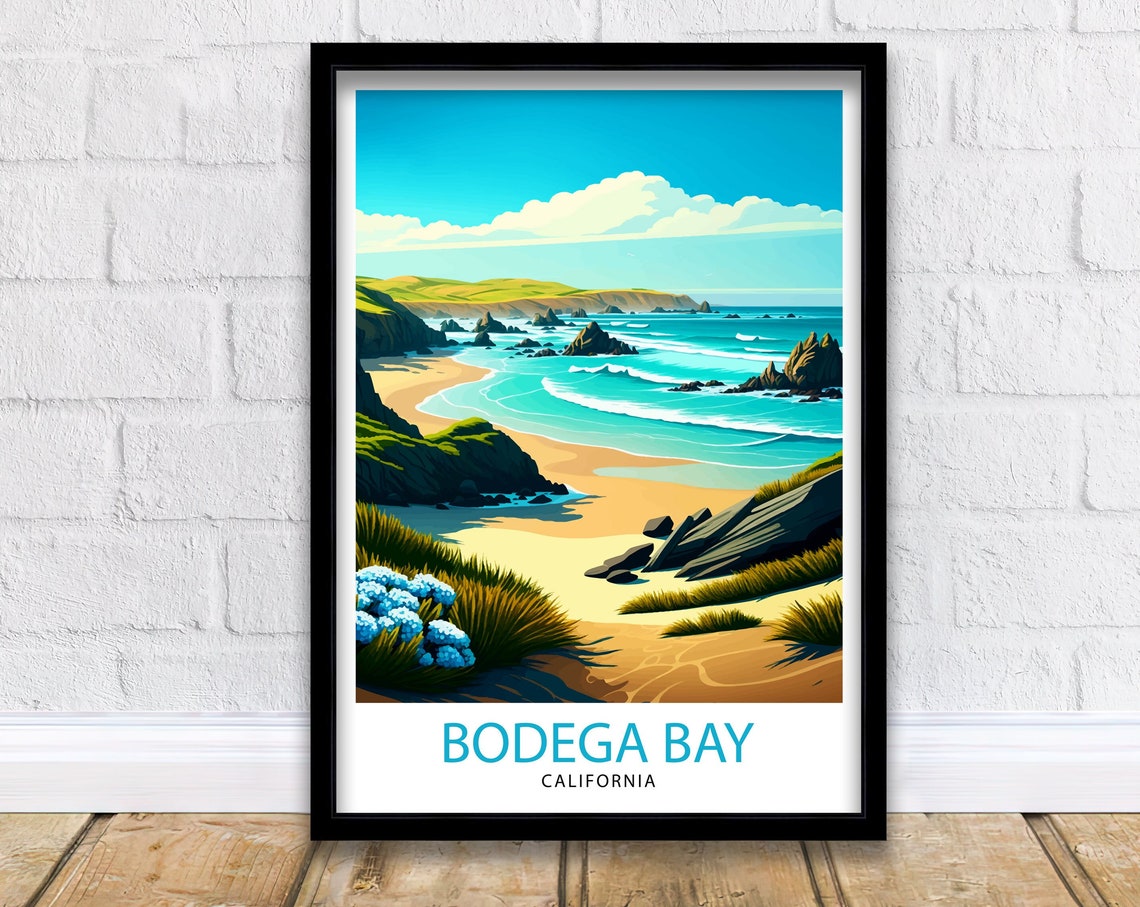 Bodega Bay California Coastal Beach Cliffs Ocean Travel Poster
