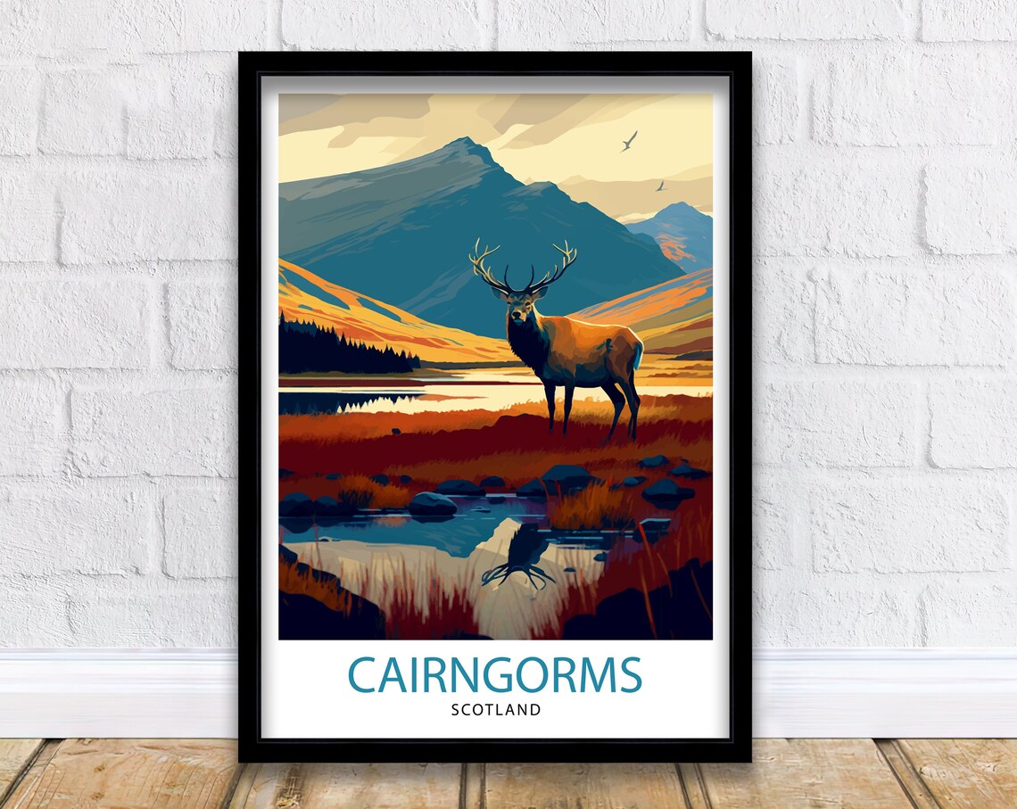 Cairngorms Scotland Travel Poster, Scottish Highlands