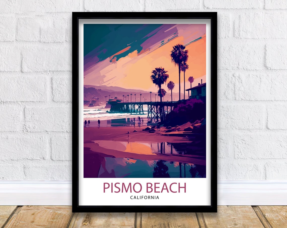 Pismo Beach California Travel Print Pismo Beach Wall Art Pismo Beach Home Decor Pismo Beach Illustration Travel Poster Gift For Pismo Beach