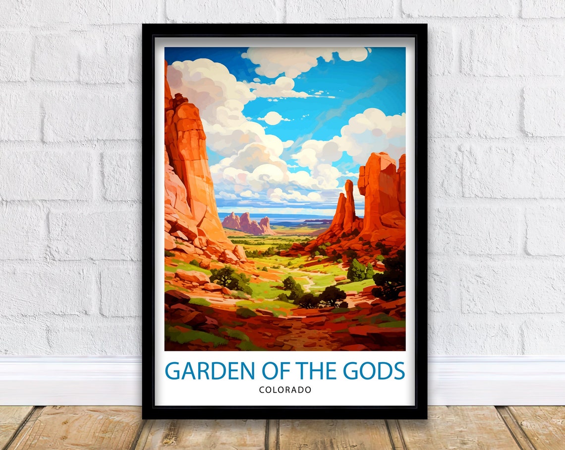 Garden Of The Gods Colorado Travel Print Colorado Wall Decor Garden Of The Gods Poster Rocky Mountain Travel Prints Colorado Art Print