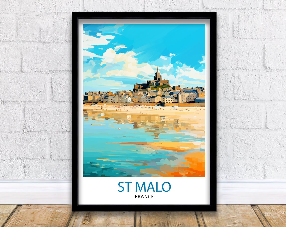 St Malo France Travel Print St Malo Wall Art St Malo Home Decor St Malo Illustration Travel Poster Gift For St Malo France Home